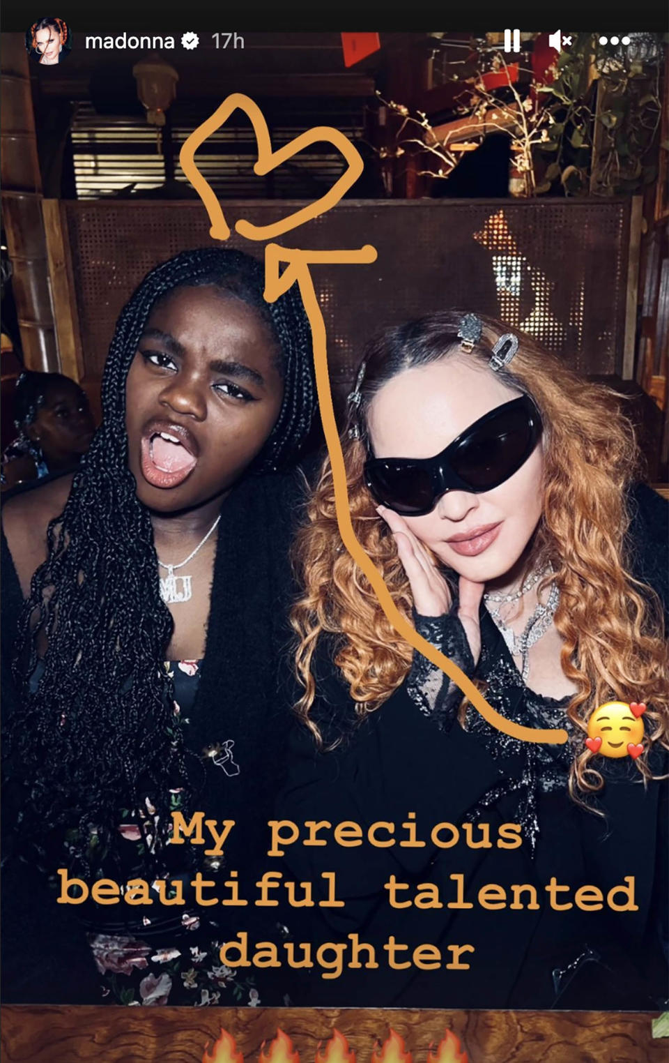 Madonna shares a sweet picture with her daughter Mercy James. (@madonna via Instagram)