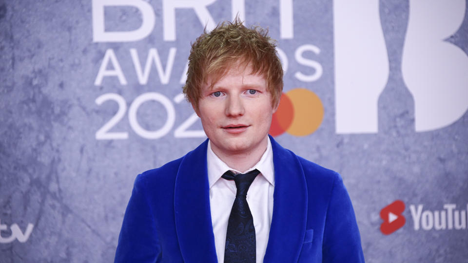 Ed Sheeran poses for photographers upon arrival at the Brit Awards 2022 in London Tuesday, Feb. 8, 2022. (Photo by Joel C Ryan/Invision/AP) - Credit: Joel C Ryan/Invision/AP