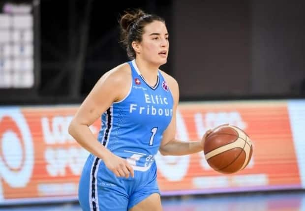 Aislinn Konig is seen above with Elfic Fribourg of the Swiss league. Konig is now with the Canadian national team, which is preparing for a whirlwind few months intended to end on the Olympic podium. (Le Cinq Majeur/FIBA - image credit)