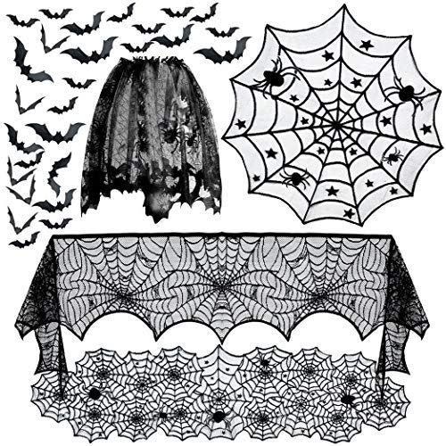 <p><strong>Tayfremn</strong></p><p>amazon.com</p><p><strong>$14.99</strong></p><p>This elaborate spiderweb set will make decorating for a party a breeze! It comes with a mantel scarf, tablecloths, lampshade, and stickers.</p>