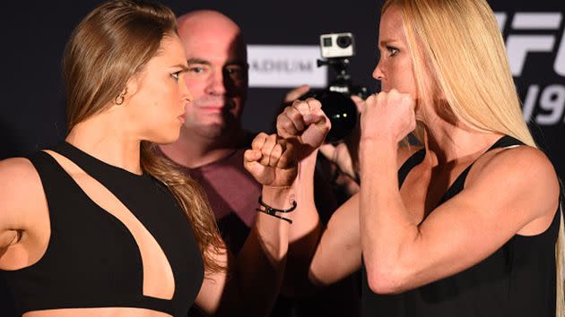 Rousey and Holm square off. Image: Getty