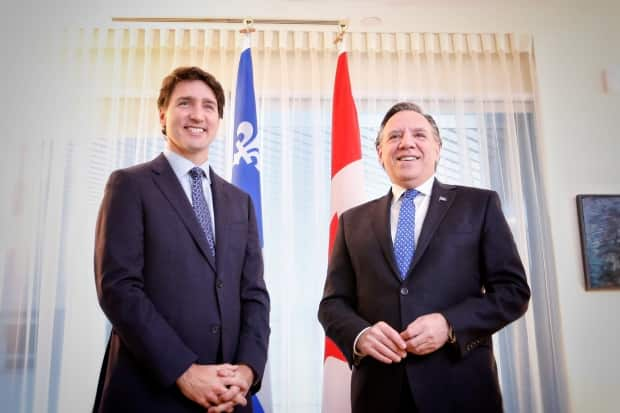 Prime Minister Justin Trudeau and Quebec Premier François Legault met Friday for the first time since the federal election. (Ivanoh Demers/Radio-Canada - image credit)