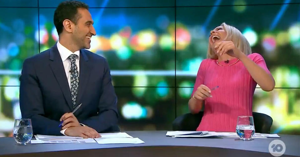 Carrie Bickmore with Waleed Aly on The Project