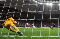 WARSAW, POLAND - JUNE 08: Przemyslaw Tyton of Poland saves Giorgos Karagounis of Greece's penalty during the UEFA EURO 2012 group A match between Poland and Greece at The National Stadium on June 8, 2012 in Warsaw, Poland. (Photo by Michael Steele/Getty Images)