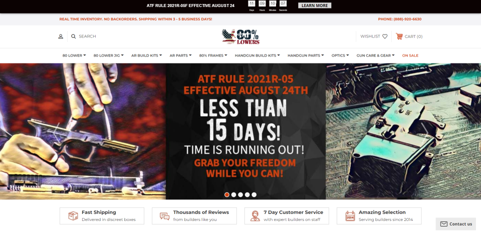 Ghost gun part retailers like 80-lower.com have advertised on the impending changes to ATF regulations of privately made firearms.