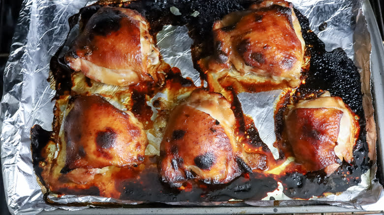 baked chicken thighs on tray