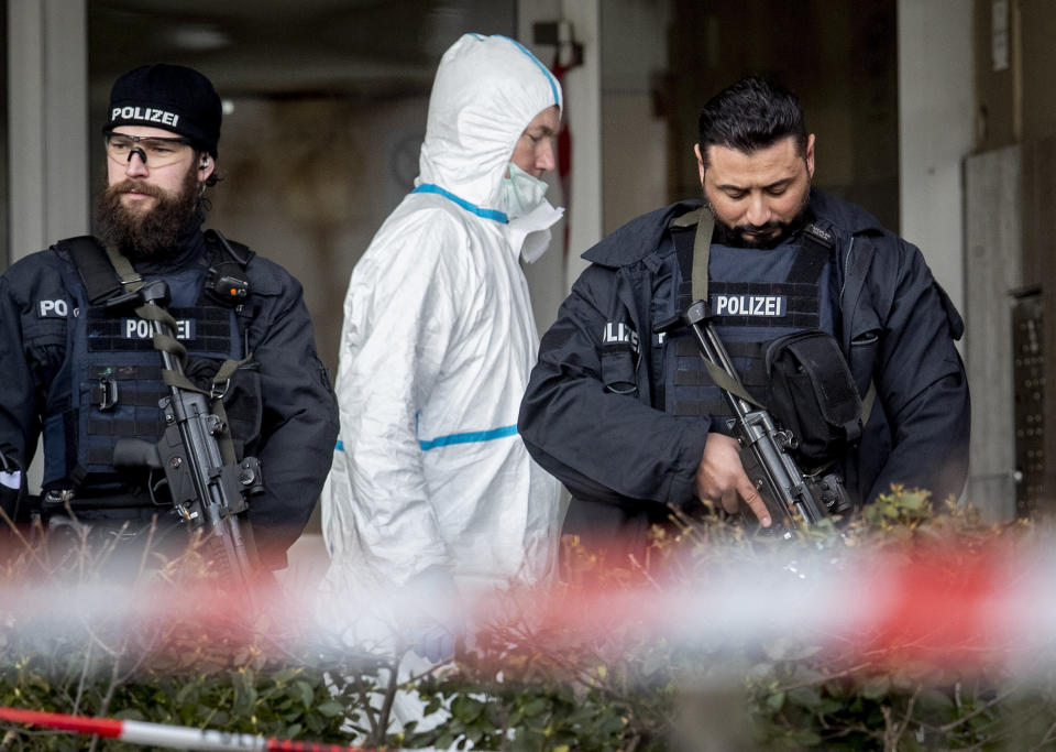 A 43-year-old German man shot and killed several people at more than one location in a Frankfurt suburb overnight in attacks that appear to have been motivated by far-right beliefs, officials said Thursday. (Photo: ASSOCIATED PRESS)