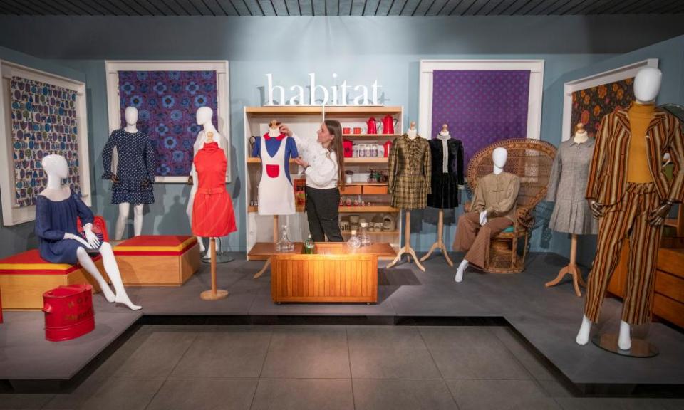 Clothes by the fashion designer Mary Quant and furniture by Terence Conran in the exhibition Mid-Century Modern: Art & Design from Conran to Quant, at the Dovecot Studios, Edinburgh, until January 2021.