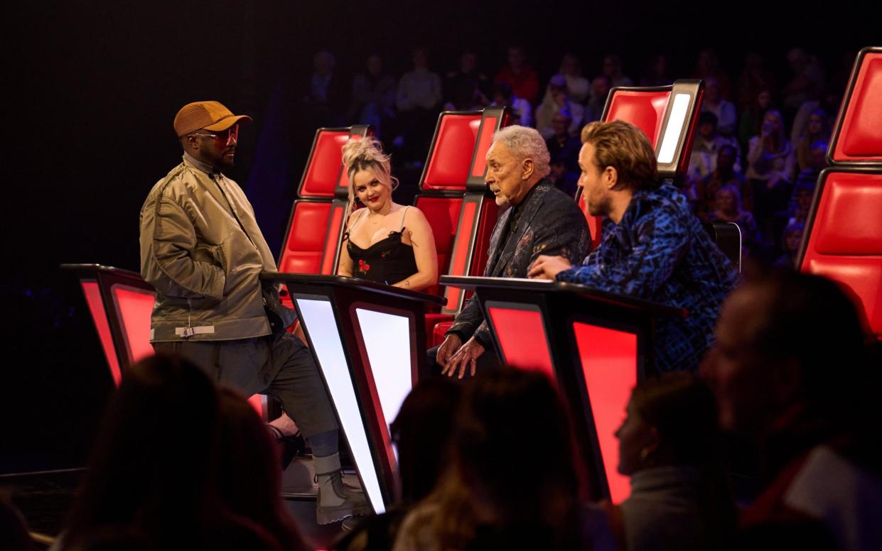 Judges Will.I.Am, Anne Marie, Sir Tom Jones and Olly Murs on The Voice season 7