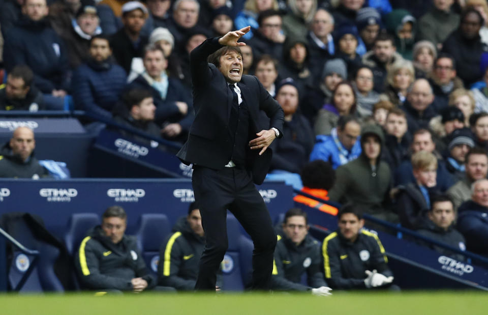 Britain Football Soccer - Manchester City v Chelsea - Premier League - Etihad Stadium - 3/12/16 Chelsea manager Antonio Conte Action Images via Reuters / Jason Cairnduff Livepic EDITORIAL USE ONLY. No use with unauthorized audio, video, data, fixture lists, club/league logos or "live" services. Online in-match use limited to 45 images, no video emulation. No use in betting, games or single club/league/player publications. Please contact your account representative for further details.