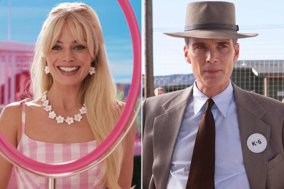 <p>Warner Bros. Pictures; Melinda Sue Gordon/Universal Pictures</p> Margot Robbie in <em>Barbie</em> (2023); Cillian Murphy in <em>Oppenheimer</em> (2023)