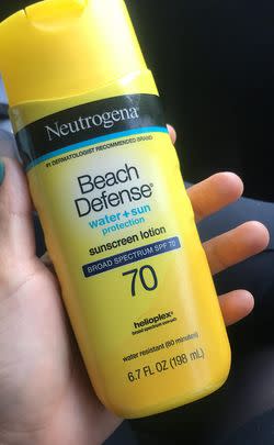 A Beach Defense water resistant sunscreen