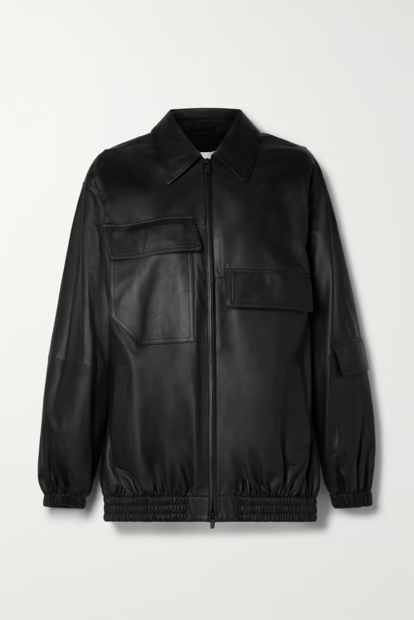 Oversized Leather Bomber Jacket