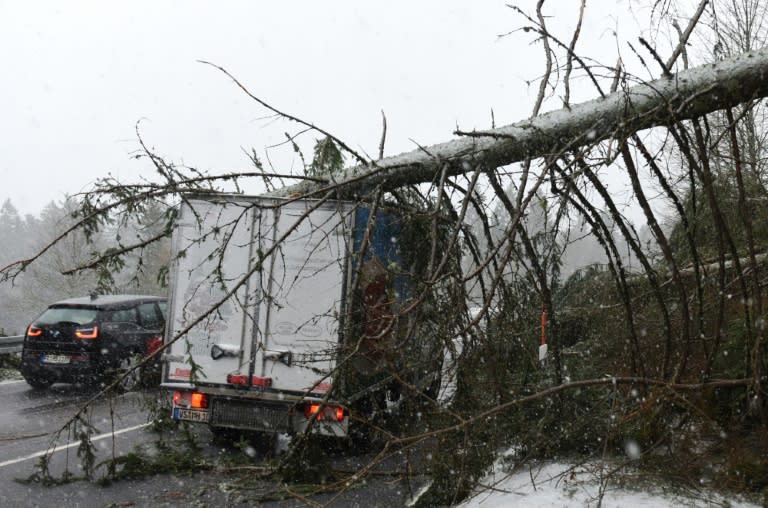 Heavy storms caused traffic chaos in southern and western parts of Germany on January 3, 2018