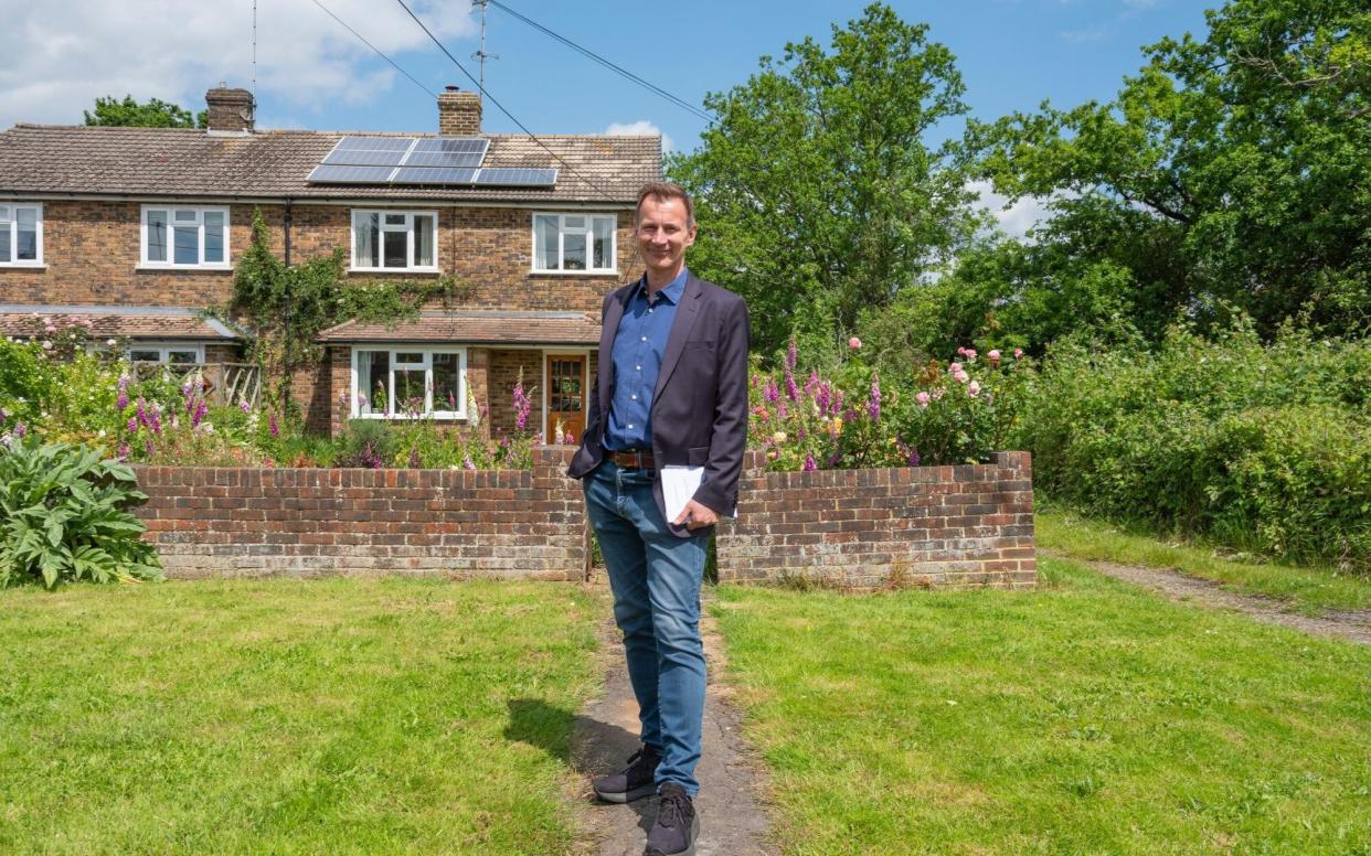 Jeremy Hunt, UK chancellor of the exchequer, canvassing in his local constituency of Godalming and Ash