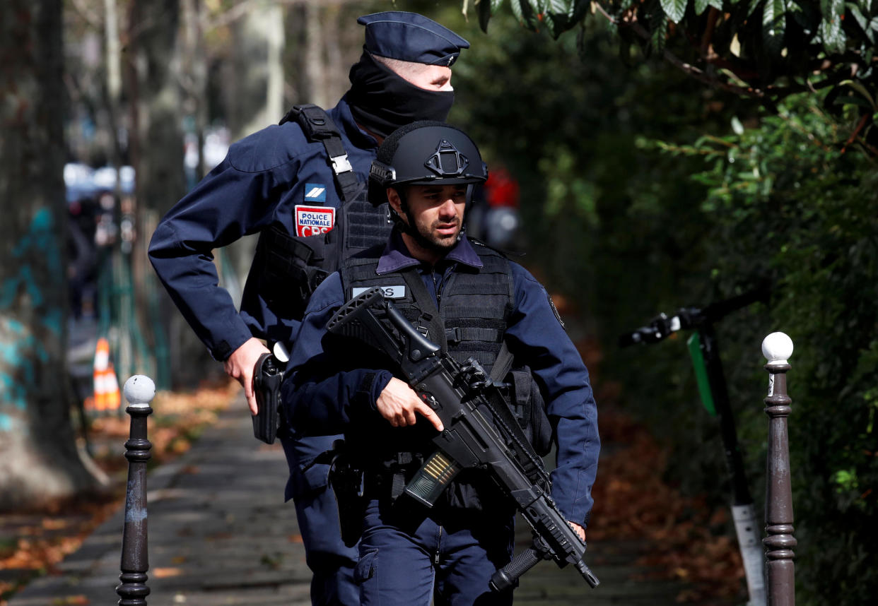 Police are seen at the scene of an incident near the former offices of French magazine Charlie Hebdo, in Paris, France, September 25, 2020. / Credit: GONZALO FUENTES/REUTERS