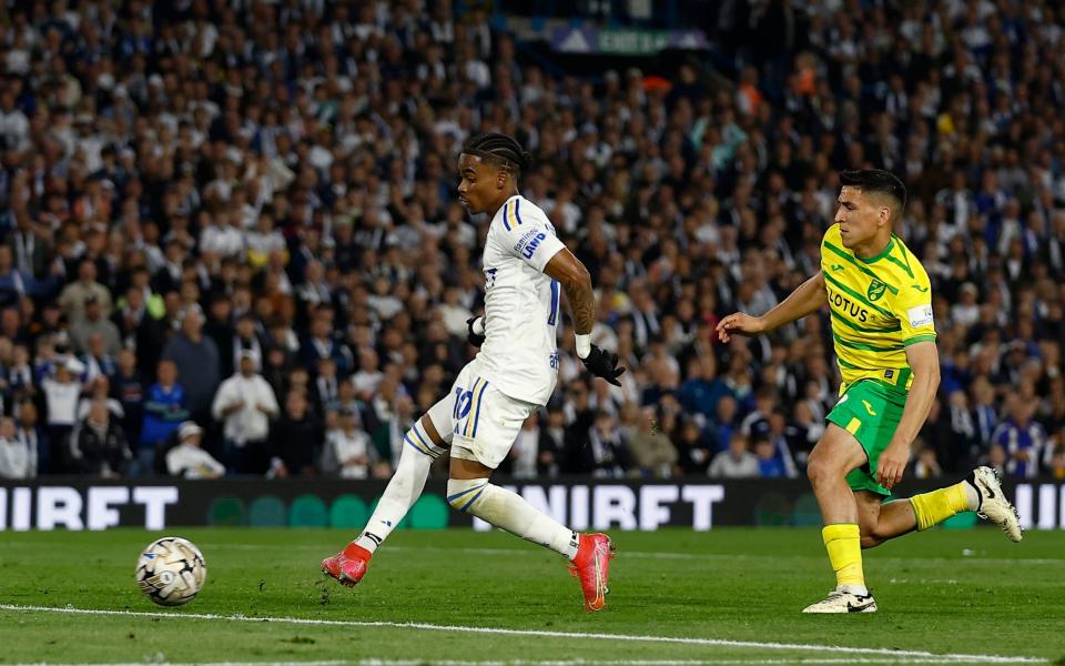 Leeds United's Crysencio Summerville scores their fourth goal