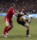 VANCOUVER, CANADA - JANUARY 27: Anisa Guajardo #16 of Mexico tries to flick the ball past Rhian Wilkinson #7 of Canada during the second half of semifinals action of the 2012 CONCACAF Women's Olympic Qualifying Tournament at BC Place on January 27, 2012 in Vancouver, British Columbia, Canada. (Photo by Rich Lam/Getty Images)