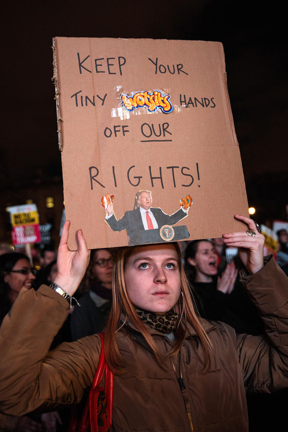 <p>A protester holds up a placard during a rally against U.S. President Donald Trump, Feb. 20, 2017, in London. (Photo: Jack Taylor/Getty Images) </p>