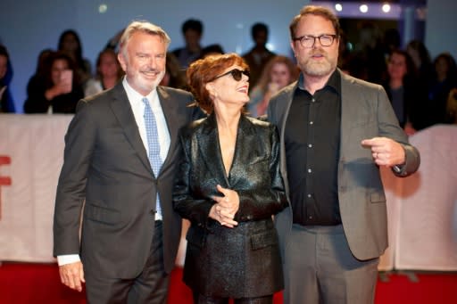 (L-R) Actors Sam Neill, Susan Sarandon and Rainn Wilson arrive for the premiere of "Blackbird" during the Toronto International Film Festival on September 6