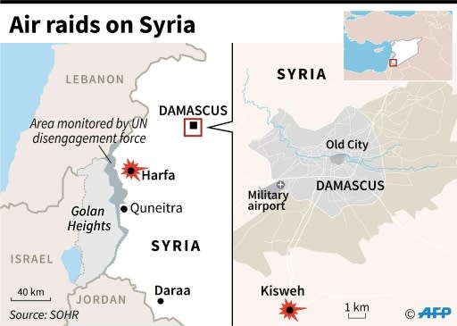 Map locating areas bombed in Syria on Thursday night, according to the Syrian Observatory for Human Rights(SOHR)