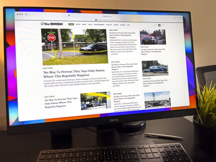 The home page of The Onion is seen on a computer display on May 25, 2022.