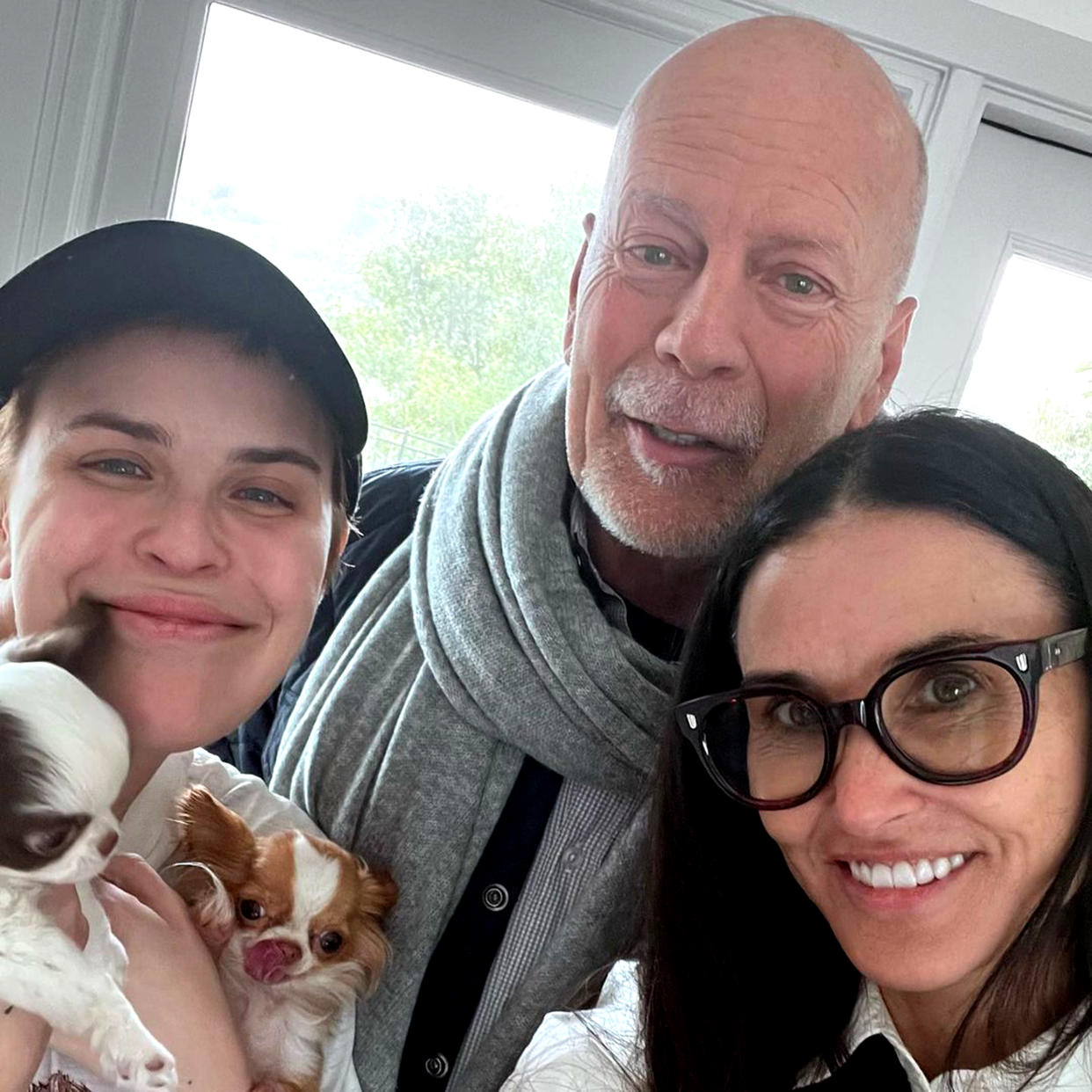 Tallulah, Willis and Moore celebrate the actor's birthday. (@demimoore via Instagram)