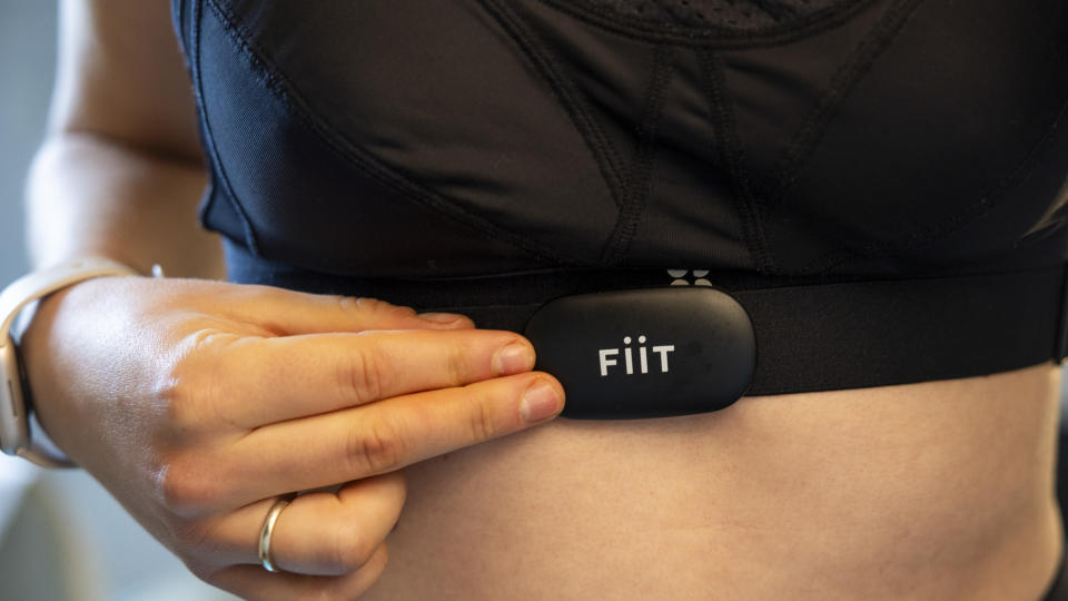 The original Fiit tracker being worn before a workout