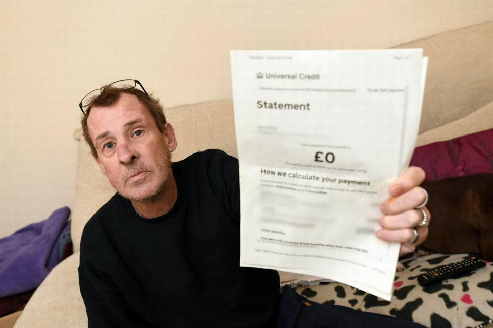 Neil Wright, who received a 1p Universal Credit payment over Christmas (SWNS)