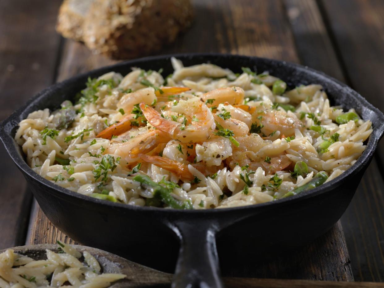 Creamy Parmesan Orzo with Shrimp and Asparagus