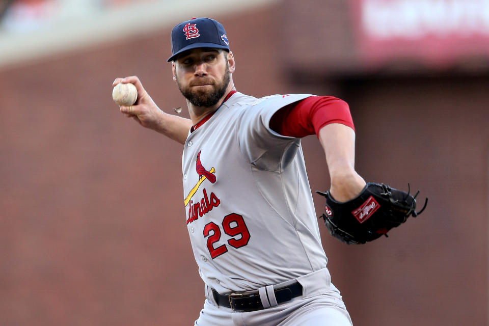 SAN FRANCISCO, CA - OCTOBER 21:  Chris Carpenter #29 of the St. Louis Cardinals pitches in the first inning against the San Francisco Giants in Game Six of the National League Championship Series at AT&T Park on October 21, 2012 in San Francisco, California.  (Photo by Ezra Shaw/Getty Images)