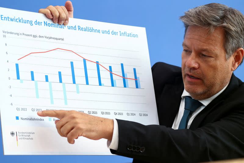 Germany's Economy and Climate Minister Habeck holds a press conference about the autumn economic projection, in Berlin