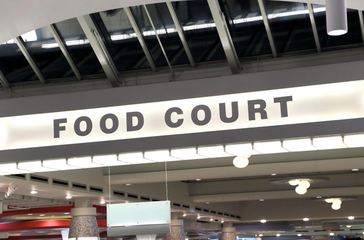 An image of a food court sign.