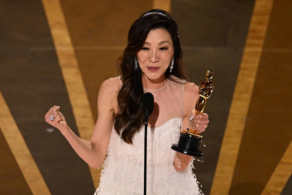 Michelle Yeoh accepts the Oscar for best actress for 