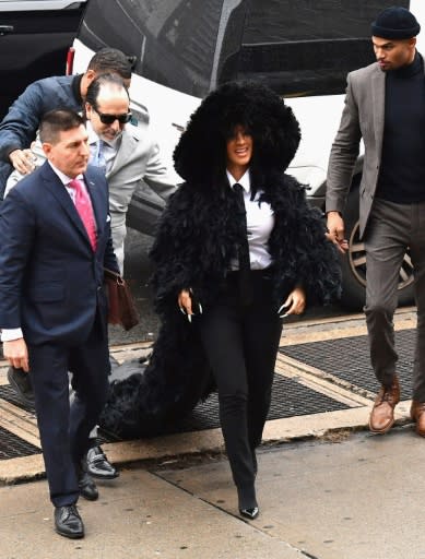 Rapper Cardi B arrives for her Queens court hearing over her alleged involvement in a 2018 strip club brawl