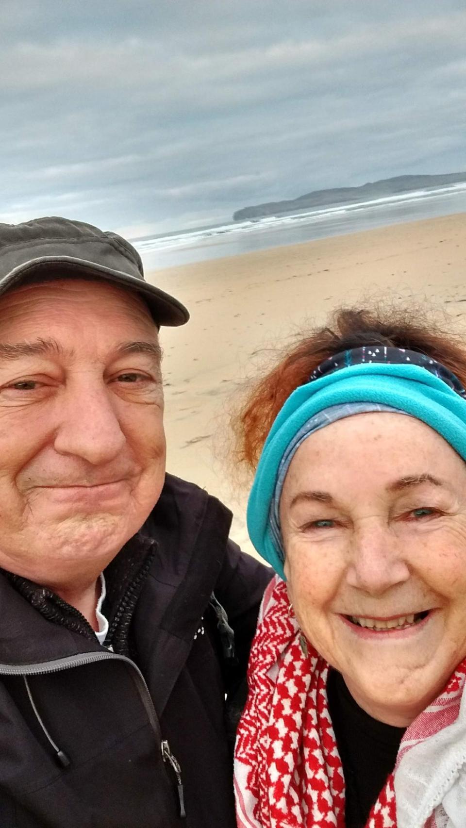 Ciaran Marron, left, and Rita Simmonds, right, discovered the bottle on a beach in Donegal, Ireland (Rita Simmonds)