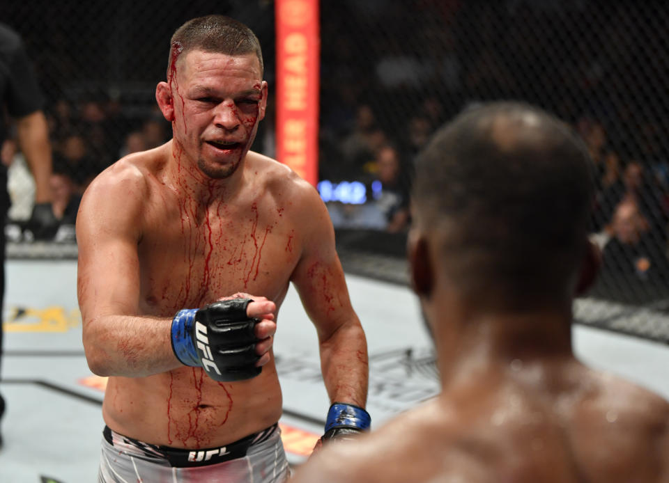 Nate Diaz taunts Leon Edwards at UFC 263