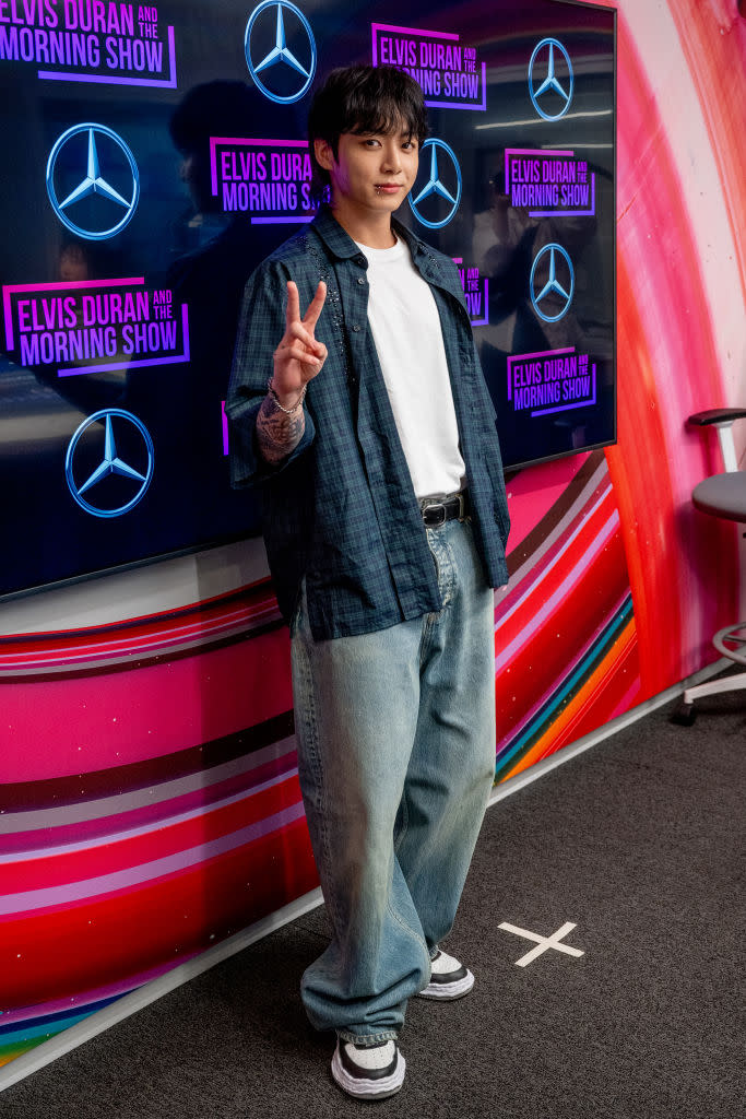 NEW YORK, NEW YORK - JULY 17: Jung Kook visits 'Elvis Duran And The Morning Show' on July 17, 2023 in New York City. (Photo by Roy Rochlin/Getty Images)