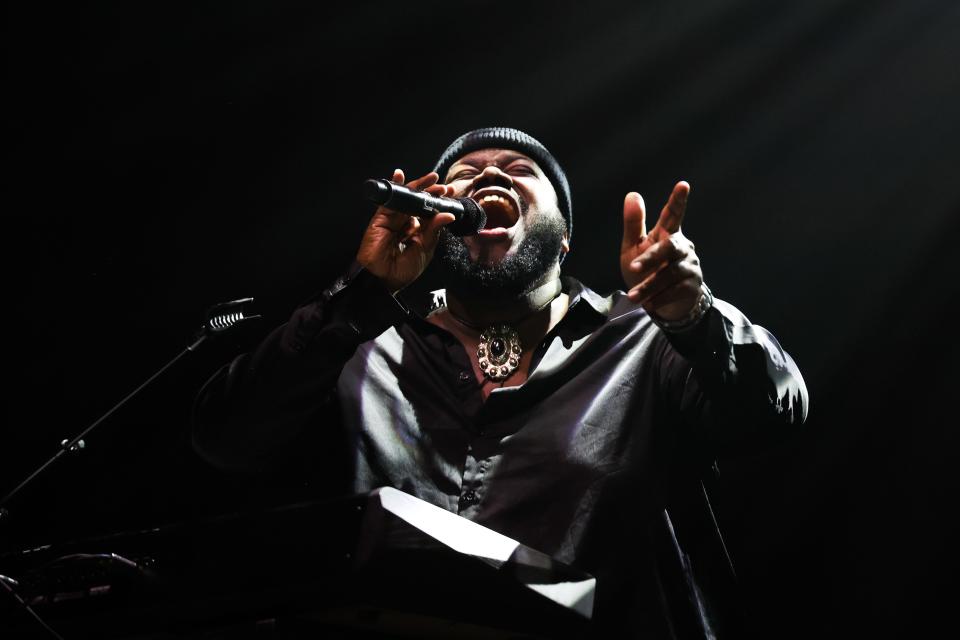 Michael Trotter Jr. of The War and Treaty perform on Saturday, May 13, 2023, at the Brooklyn Bowl in Nashville, Tennessee. Photo by Abbey Cutrer | Special to The Tennessean