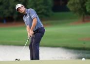 Aug 12, 2017; Charlotte, NC, USA; Kevin Kisner putts on the 16th hole during the third round of the 2017 PGA Championship at Quail Hollow Club. Mandatory Credit: Kyle Terada-USA TODAY Sports