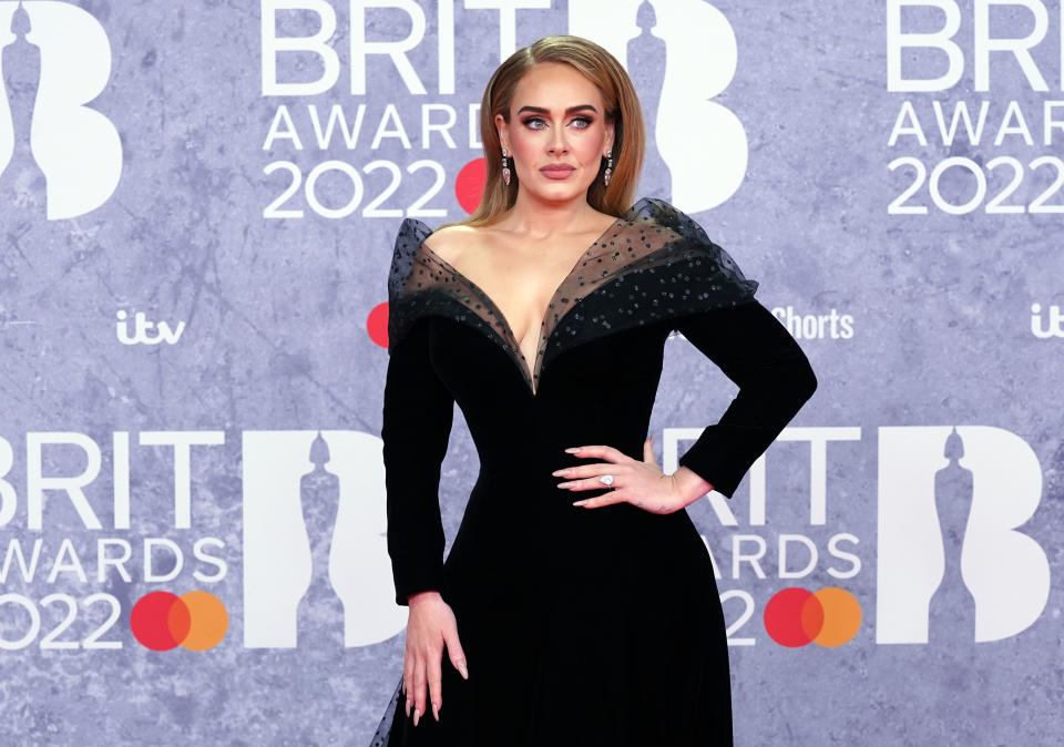 Adele attending the Brit Awards 2022 at the O2 Arena, London. Picture date: Tuesday February 8, 2022.