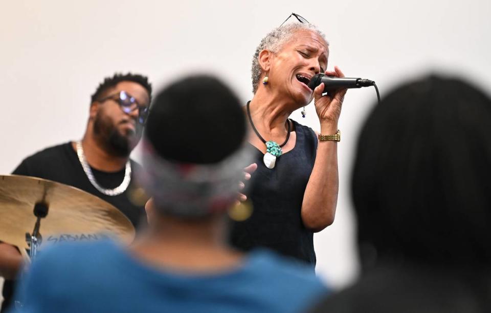 Toni Tupponce and the band A Sign of the Times performed at the West Boulevard Library in Charlotte in early June. Tupponce is lead vocalist and program director while her husband Tyrone Jefferson is the trombonist. They also have ambitious plans for a Black Research and Performing Arts Center in west Charlotte.