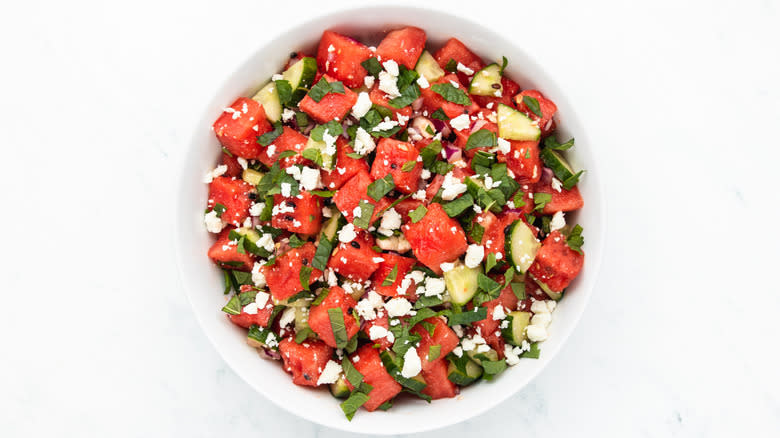 watermelon salad in bowl