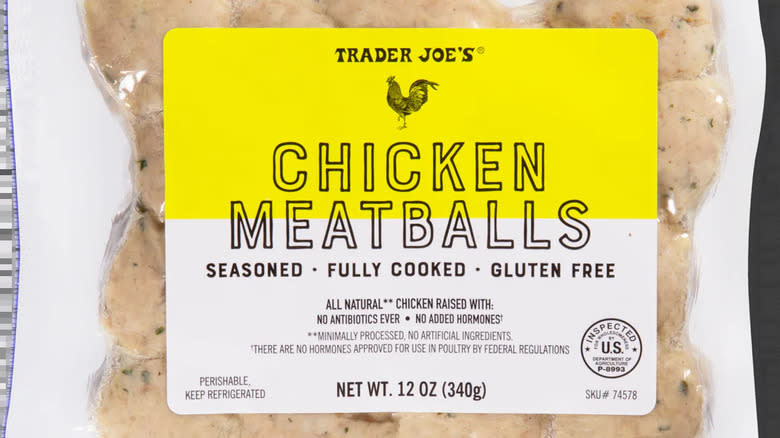 Packaged fully-cooked chicken meatballs
