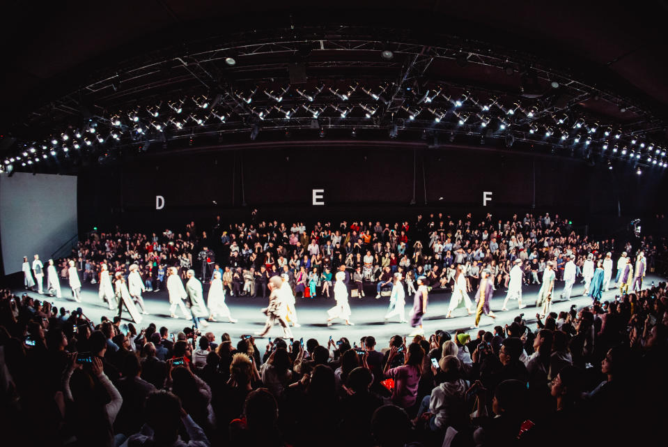 A show finale inside Shanghai Fashion Week’s iconic white tent at Taipinhu, Xintiandi, Shanghai. - Credit: Courtesy