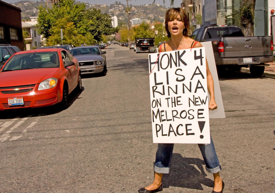 Lisa Rinna campaigns to be cast in the new "Melrose Place" on March 18, 2009 in Los Angeles, California