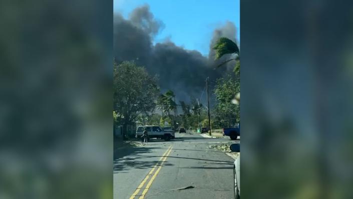 Smoke rises from a wildfire Tuesday in Lahaina, on the Hawaiian island of Maui. - courtesy Sam Posthuma