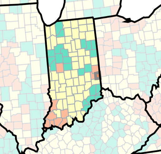 COVID-19 community levels in southeast Indiana as of Jan. 6, 2023.