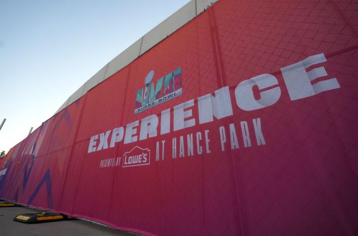 The Arizona Super Bowl Host Committee reveals a first-look of their giant cactus, an Arizona interactive art element that is part of Super Bowl Experience at Hance Park on Wednesday, Jan. 25, 2023.