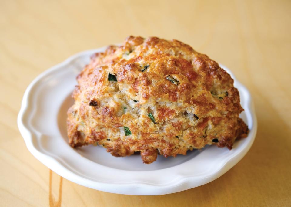 Cheddar chive scone from Bossy Bakers in Greenville. 